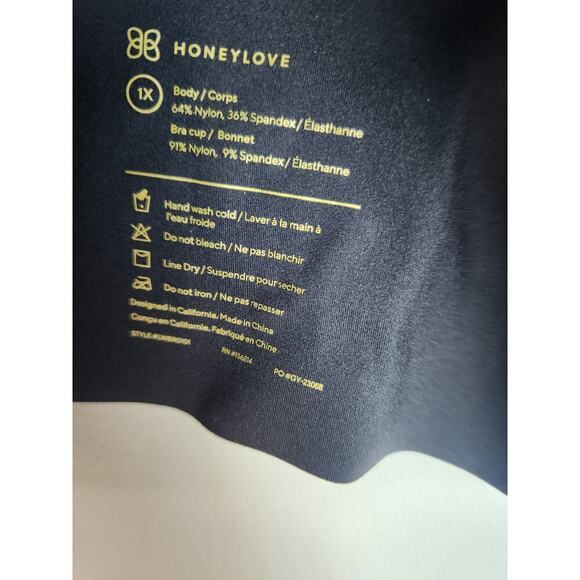 Honeylove V Neck Bra black sz 1X removable cups wire free lift comfort shaping - Picture 4 of 5